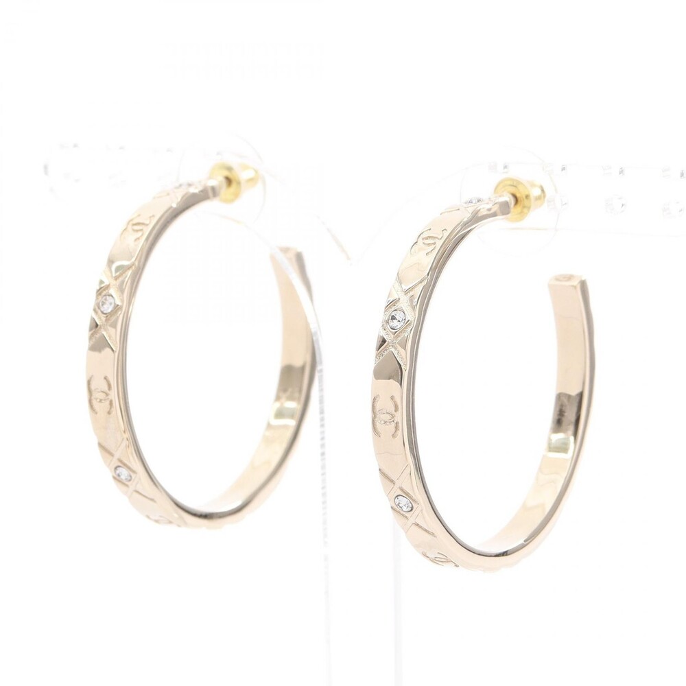 Chanel Coco Mark Hoop Pierced Earrings #291470C10B
